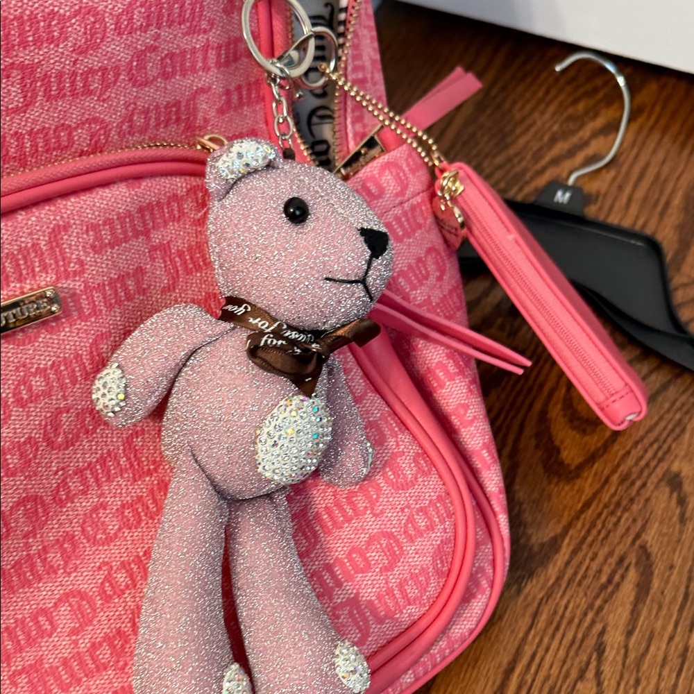Juicy Couture Pink Kids Backpack with Sparkly Bear Charm - Picture 13 of 15